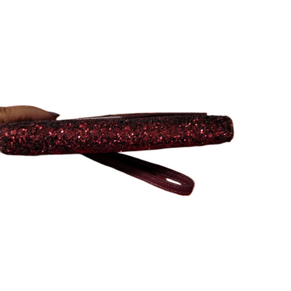 Vintage Kate spade Crimson Red Sparkle Trifold Envelope Leather Wallet/W… - Picture 8 of 8